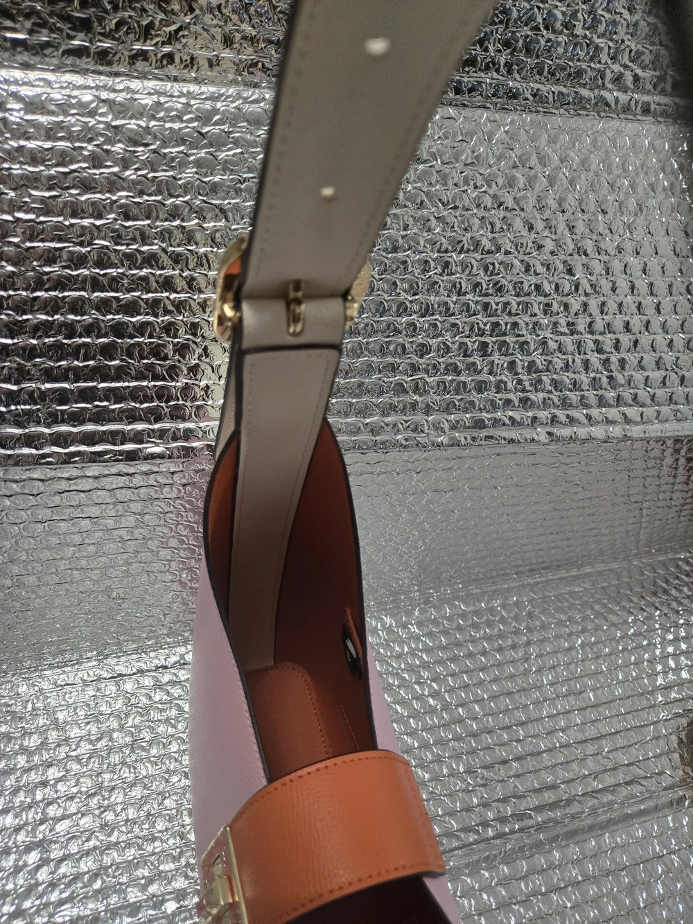 Kate Spade  Pink Leather Shoulder Bag with Orange/ Off White Accent